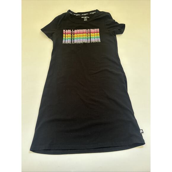 Karl Lagerfeld Paris T-shirt Dress Black Sequins Size XS - Picture 1 of 10